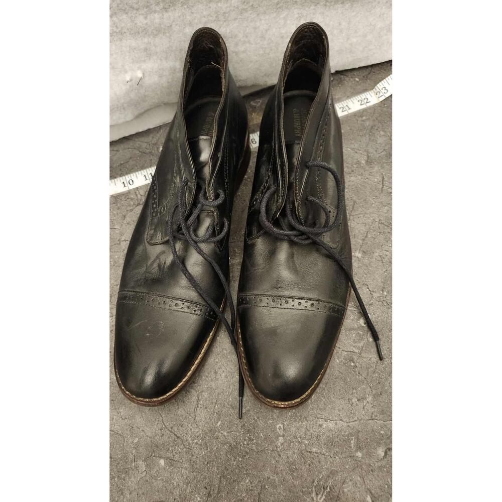 JOHNSTON & MURPHY Men's Boots Size 11 M E8 Black Cap-toe Brogue Lace-up Classic